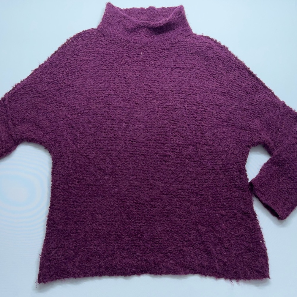 Free People Alpaca Chunky Knit Sweater Womens XS Oversized Mock Neck Lavender